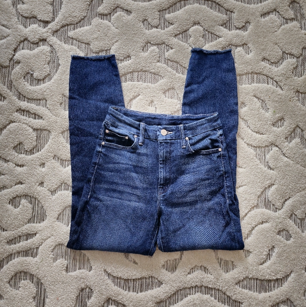 Mother high waisted looker ankle fray jeans